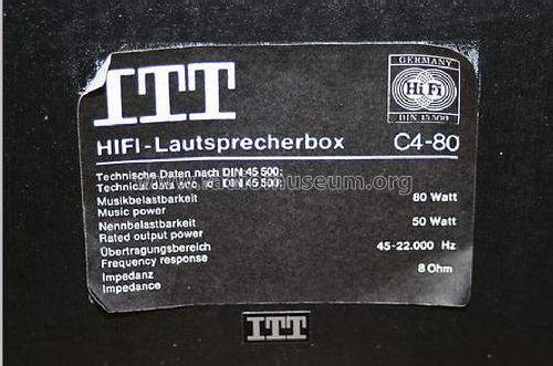 HiFi-Lautsprecherbox C4-80; ITT Schaub-Lorenz (ID = 1179041) Speaker-P