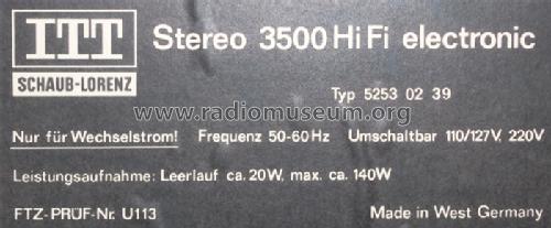 Stereo 3500 HiFi Electronic; ITT Schaub-Lorenz (ID = 963686) Radio
