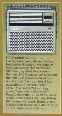 TOURING CD 108 52151487; ITT Schaub-Lorenz (ID = 1764039) Radio