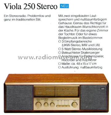 Viola 250 Stereo; ITT Schaub-Lorenz (ID = 2107773) Radio