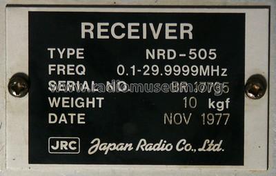 NRD-505; JRC Japan Radio Co., (ID = 685008) Commercial Re