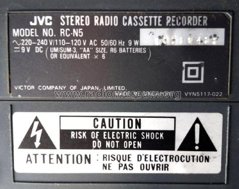 Stereo Radio Cassette Recorder RC-N5; JVC - Victor Company (ID = 2061296) Radio