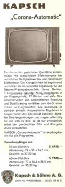 Corona Automatic ; Kapsch & Söhne KS, (ID = 749483) Television