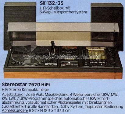 HiFi-Stereo-Kompaktanlage Stereostar 7670 HiFi; Kapsch & Söhne KS, (ID = 849360) Radio