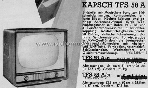 TFS58A/43; Kapsch & Söhne KS, (ID = 443553) Fernseh-E