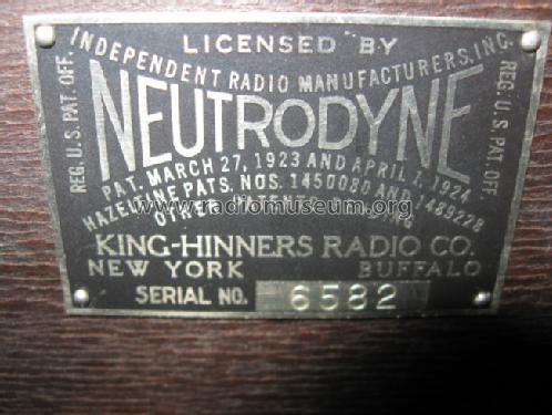 Neutrodyne Silvertone; King Manufacturing (ID = 861376) Radio