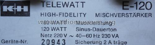 Telewatt E 120; Klein & Hummel; (ID = 615850) Ampl/Mixer