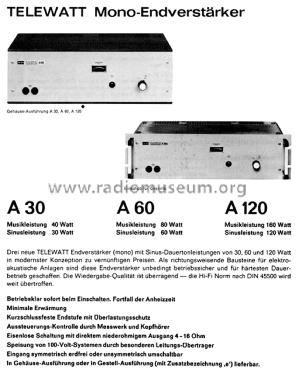 Telewatt Mono-Endverstärker A 120; Klein & Hummel; (ID = 2953399) Ampl/Mixer