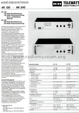 Telewatt Mono-Endverstärker AK 240; Klein & Hummel; (ID = 2954071) Ampl/Mixer