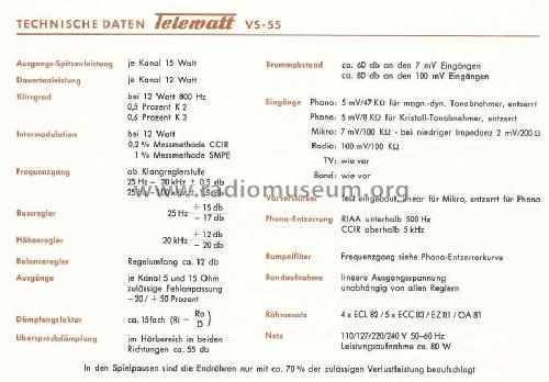 Telewatt 'Stereo Nova' VS-55; Klein & Hummel; (ID = 1572396) Ampl/Mixer