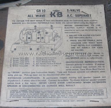 GR10/1; Kolster Brandes Ltd. (ID = 1391079) Radio