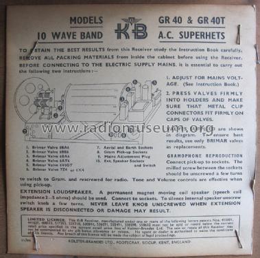 GR40; Kolster Brandes Ltd. (ID = 1373076) Radio