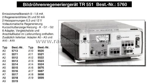 Bildröhrenregenerator TR-551 ; König Electronic (ID = 2430978) Equipment