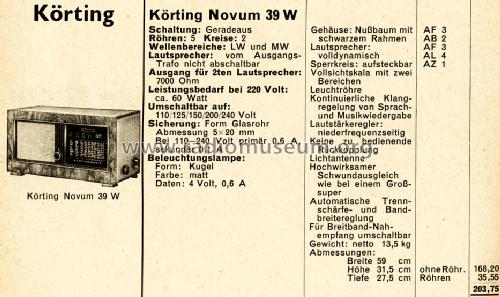 Novum 39W; Körting-Radio; (ID = 672654) Radio