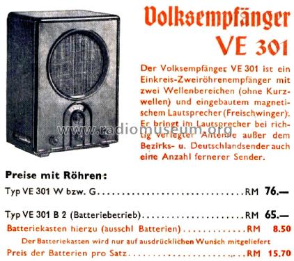 Volksempfänger VE301W; Körting-Radio; (ID = 2657581) Radio