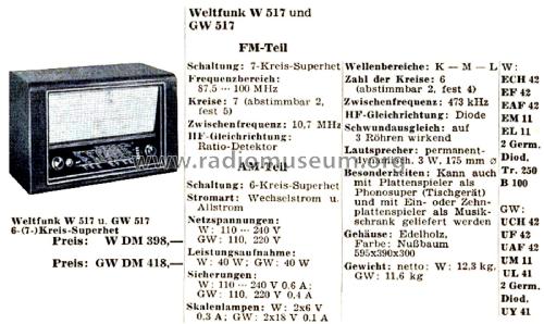Weltfunk GW517; Krefft AG, W.; (ID = 2797201) Radio
