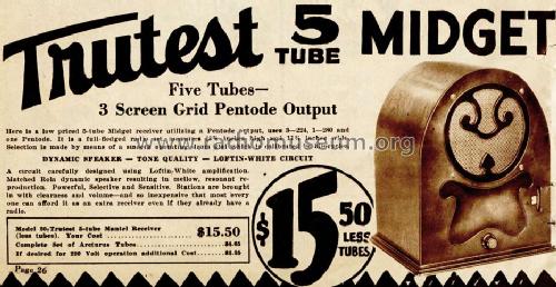 20 Tru Test 5 tube Midget ; Lafayette Radio & TV (ID = 671432) Radio