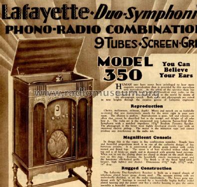 350 Duo-Symphonic ; Lafayette Radio & TV (ID = 693625) Radio