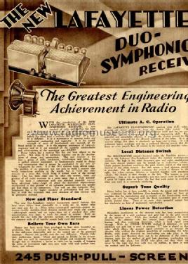 Duo Symphonic 1930 Chassis and LS; Lafayette Radio & TV (ID = 693946) Radio