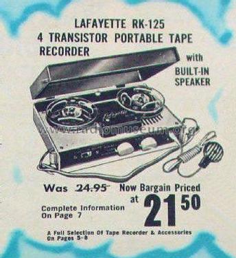 Portable Tape Recorder RK-125; Lafayette Radio & TV (ID = 1808091) Ton-Bild