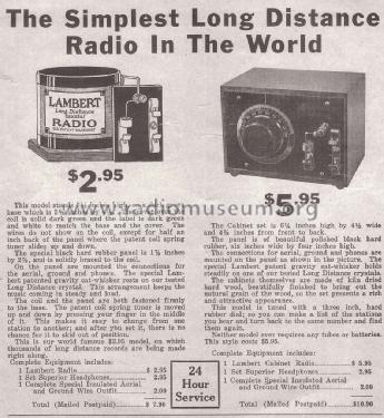 Long Distance Crystal Radio ; Lambert, Leon, (ID = 1712944) Galena