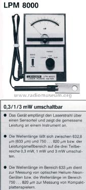 Laser Power Meter LPM-8000-01; Leader Electronics (ID = 1837047) Equipment