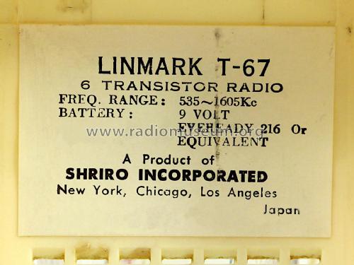 6 Transistor T-67; Linmark (ID = 2700499) Radio
