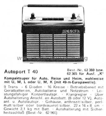 Autoport T40K 62 365; Loewe-Opta; (ID = 1022514) Radio