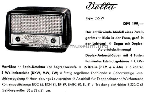 Bella 555W; Loewe-Opta; (ID = 2574197) Radio