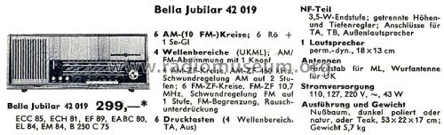 Bella Jubilar 42019; Loewe-Opta; (ID = 2577514) Radio