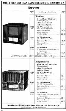 Bürgermeister W; Loewe-Opta; (ID = 1580052) Radio