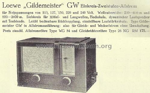 Gildemeister GW; Loewe-Opta; (ID = 1397748) Radio