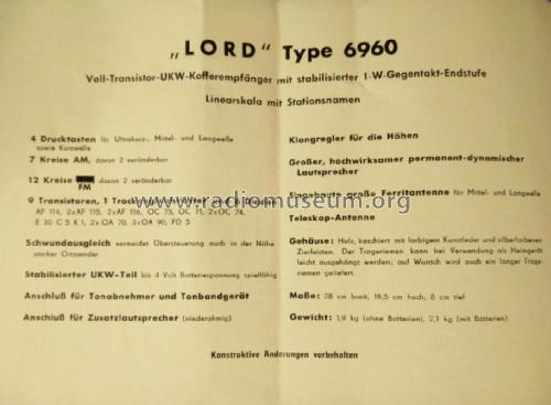 Lord 6960; Loewe-Opta; (ID = 2384317) Radio