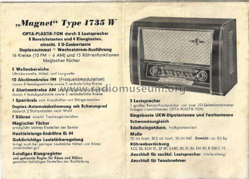 Magnet 1735W; Loewe-Opta; (ID = 1261335) Radio