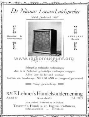 Nederland 1930 ; Loewe-Opta; (ID = 1539244) Speaker-P