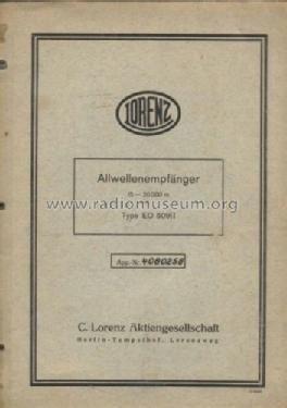 Allwellen - Empfänger EO509/I; Lorenz; Berlin, (ID = 1076014) Mil Re