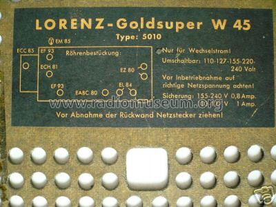 Goldsuper W45 5010; Lorenz; Berlin, (ID = 417400) Radio