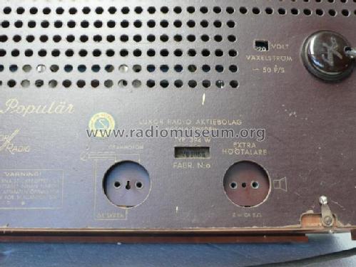 Populär 394W; Luxor Radio AB; (ID = 1670072) Radio