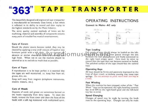 Tape Transporter 363; Magnavox Great (ID = 1115684) R-Player