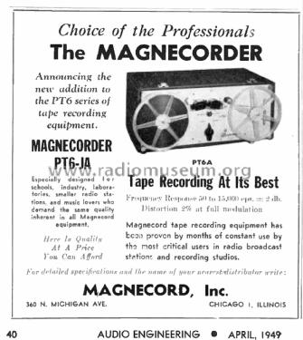 PT6-AH ; Magnecord, Inc. (ID = 1797092) Sonido-V