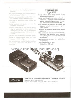 Morse Key 1588; Marconi's Wireless (ID = 1057715) Morse+TTY