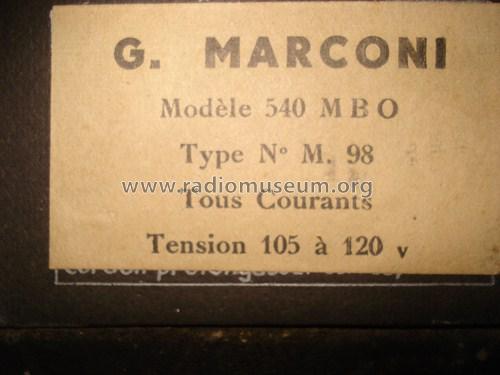 M98 Ch= 540MBO; Marconi marque, Cie. (ID = 1308472) Radio