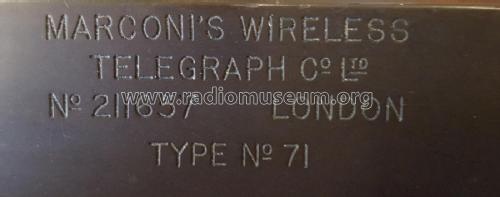 Three Valve Amplifying Detector Type 71; Marconi's Wireless (ID = 2350455) mod-pre26