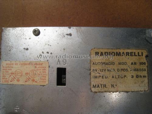 AR106; Marelli Radiomarelli (ID = 2086152) Car Radio