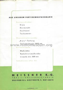 Röhrendaten-Schieber ; Meissner K.-G. (ID = 2324059) Equipment