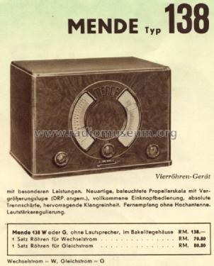 138G; Mende - Radio H. (ID = 1390163) Radio