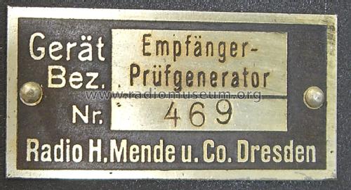 Empfänger-Prüfgenerator ; Mende - Radio H. (ID = 1388590) Equipment