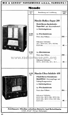Reflex-Super M289-G ; Mende - Radio H. (ID = 1580203) Radio