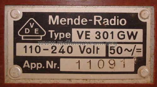 Volksempfänger VE301GW; Mende - Radio H. (ID = 2119251) Radio