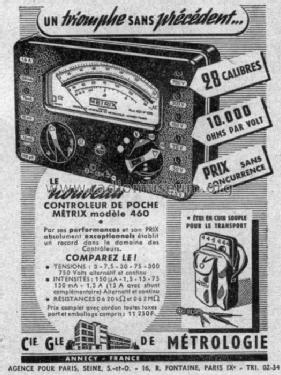 Multimeter 460B; Metrix, Compagnie (ID = 531752) Equipment